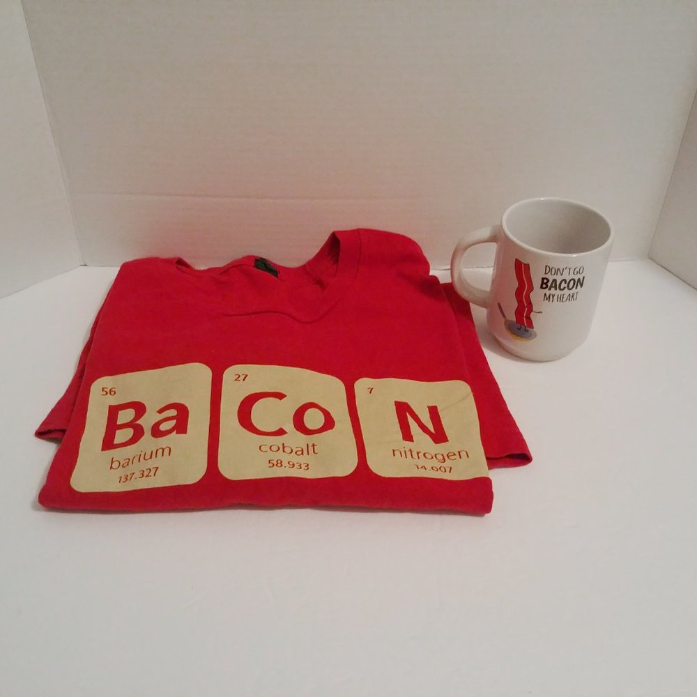 Bacon Lovers Duo Elements of Bacon T-shirt & Funny Ceramic Mug Duo
